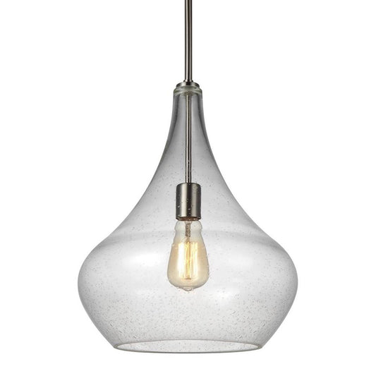 Generation Lighting Mora 1 Light Pendant, Brushed Nickel/Clear - 6528201-962