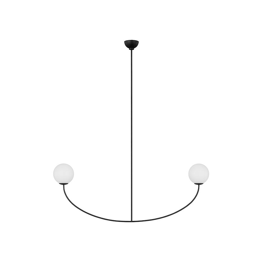 2 Light Chandelier, Black