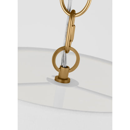 3 Light Pendant, Rattan/White Linen