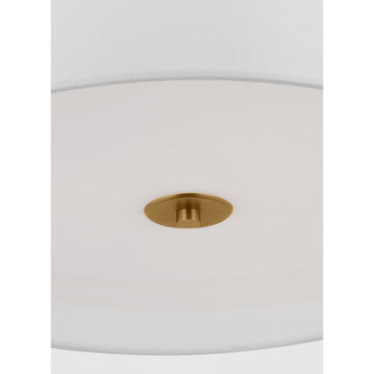 3 Light Pendant, Rattan/White Linen