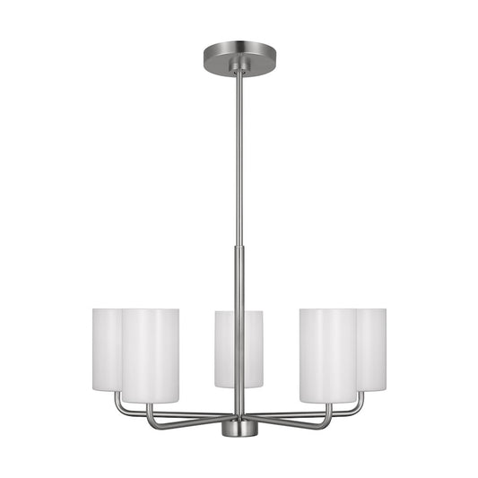 Generation Lighting Rhett 5-Lt LED Chandelier, Steel/White - GLC1015EN3-BS