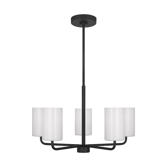 Generation Lighting Rhett 5-Lt Chandelier, Black/Painted White - GLC1015MBK