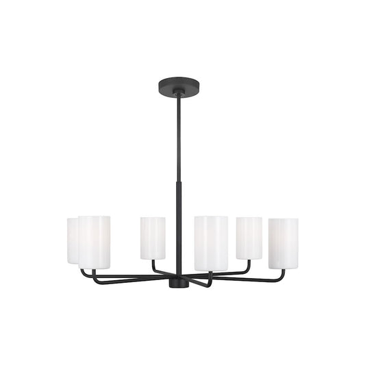 Generation Lighting Rhett 6-Lt LED Chandelier, Black/White - GLC1026EN3-MBK