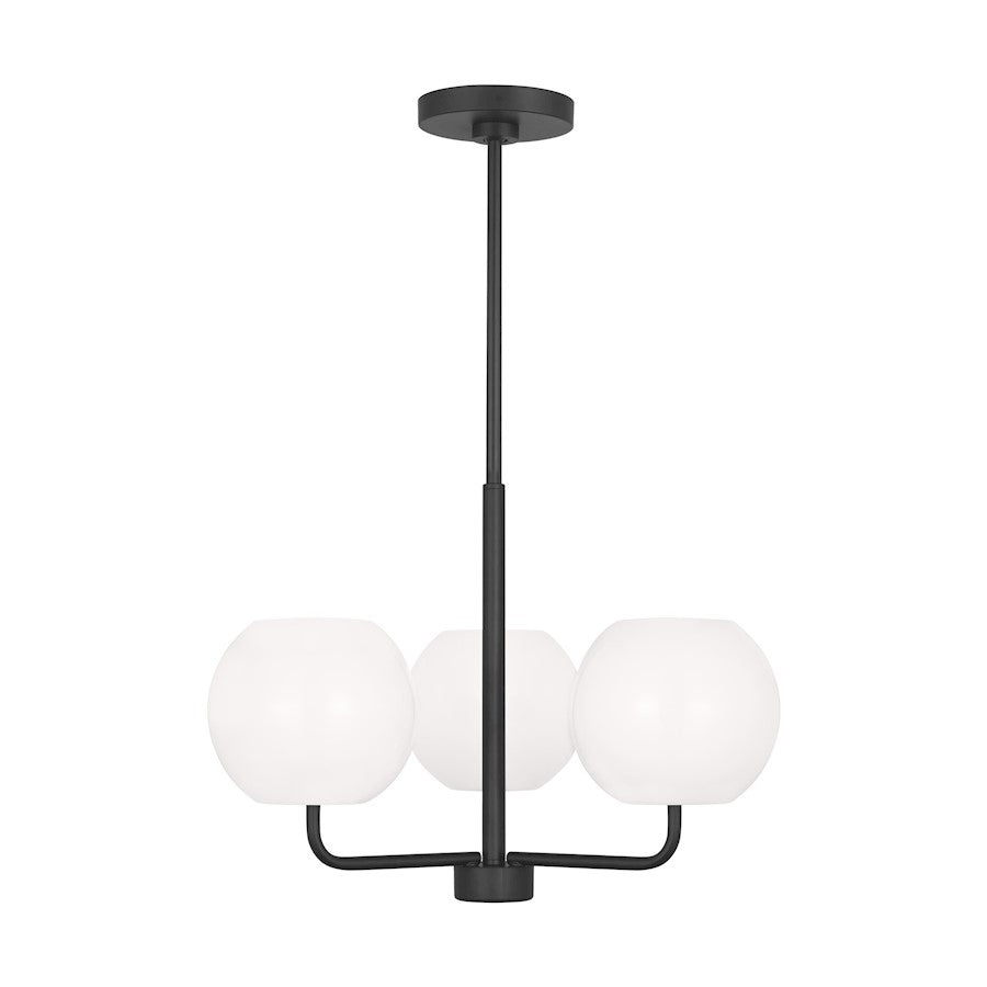 Generation Lighting Rory 3 Light Chandelier In Midnight Black/Opal - GLC1043MBK