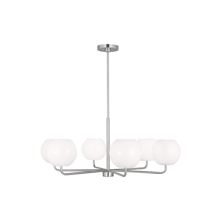 Generation Lighting Rory 6 Light LED Chandelier, Steel/Opal - GLC1066EN3-BS