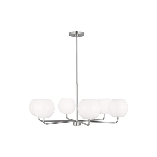 Generation Lighting Rory 6 Light LED Chandelier, Steel/Opal - GLC1066EN3-BS