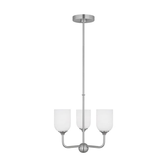 Generation Lighting Emile 3-Lt LED Chandelier, Steel/Etch/White - GLC1073EN3-BS
