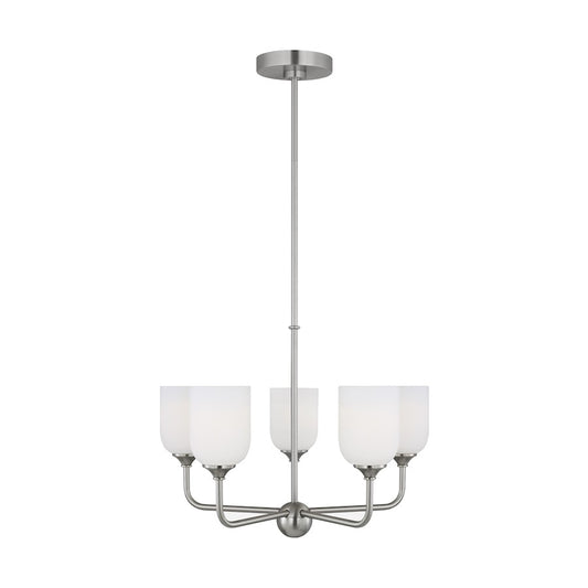 Generation Lighting Emile 5-Lt LED Chandelier, Steel/Etch/White - GLC1085EN3-BS