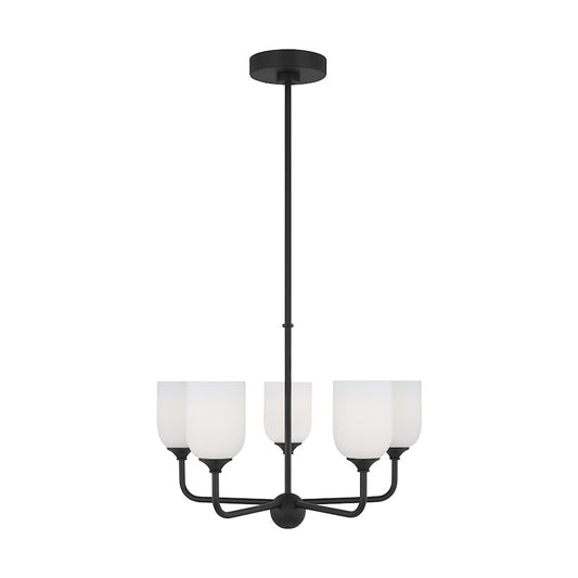 Generation Lighting Emile 5-Lt LED Chandelier, Black/Etch/White - GLC1085EN3-MBK