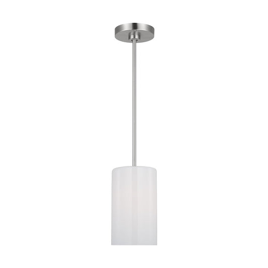 Generation Lighting Rhett 1 Light LED Pendant, Steel/Clear/White - GLP1001EN3-BS