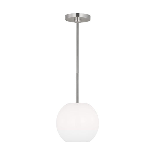 Generation Lighting Rory 1 Light Pendant, Steel/Clear/Painted White - GLP1011BS