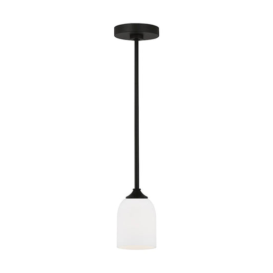 Generation Lighting Emile 1 Light Pendant, Black/Etched/White - GLP1021MBK
