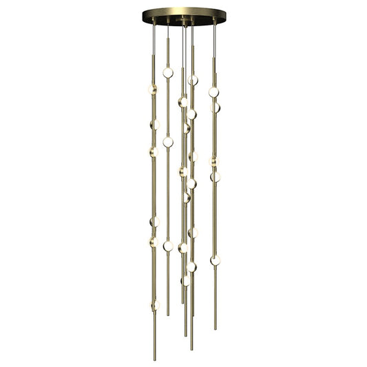 Sonneman Constellation 26 Light Pendant/Warm, Satin Brass
