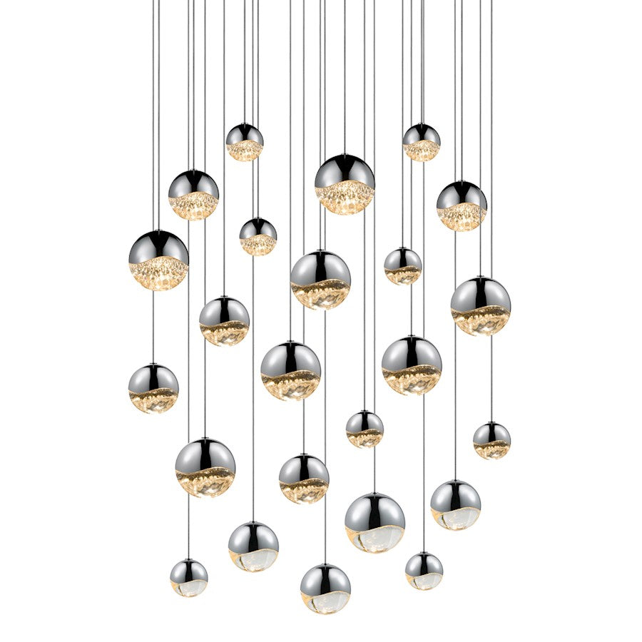 24 Light Round Assorted LED Pendants, Chrome