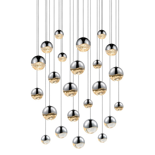 24 Light Round Assorted LED Pendants, Chrome