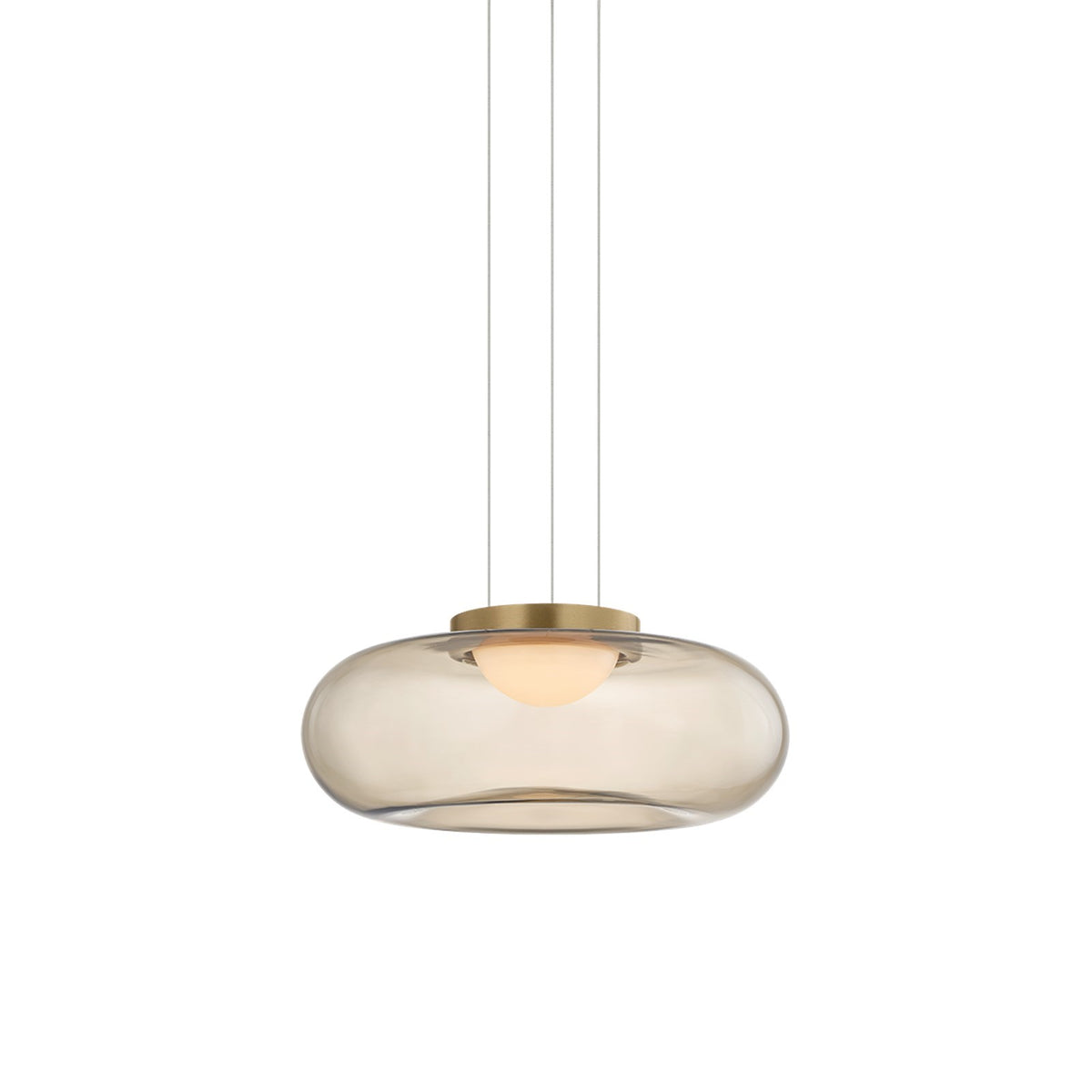 Sonneman Opalesce 15in 1-Light Pendant | Modern Brass and Bronze Glass | Kitchen Island & Dining Room | 15 x 6 in | Model 7632-39-MB