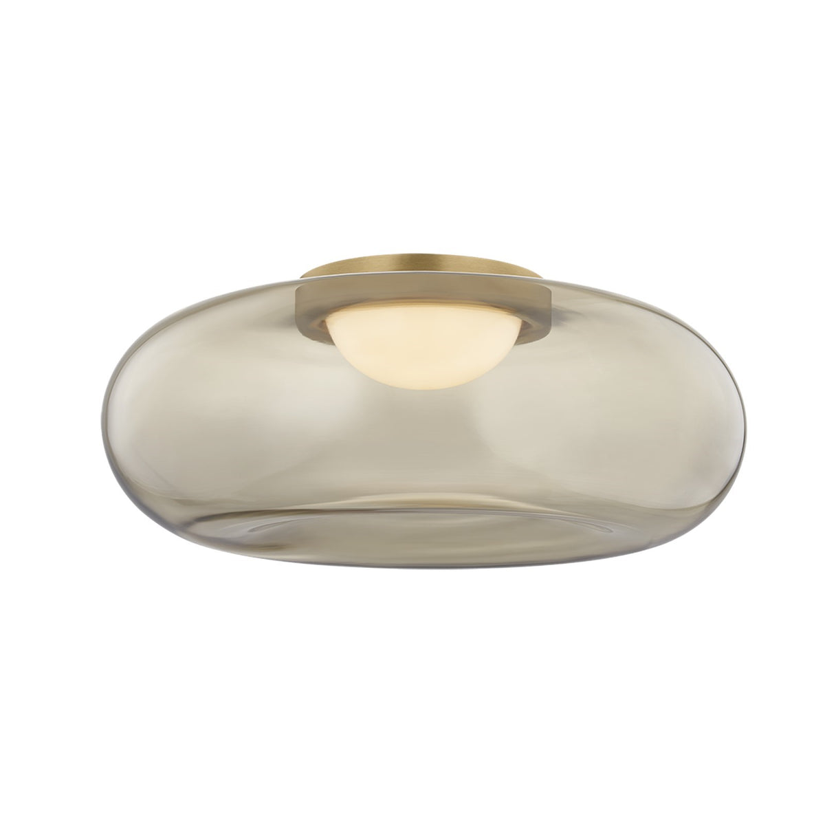 Sonneman Opalesce 15in 1-Light Flush Mount | Modern Brass and Bronze Glass | Bedroom & Hallway | 15 x 6 in | Model 7634-39-MB