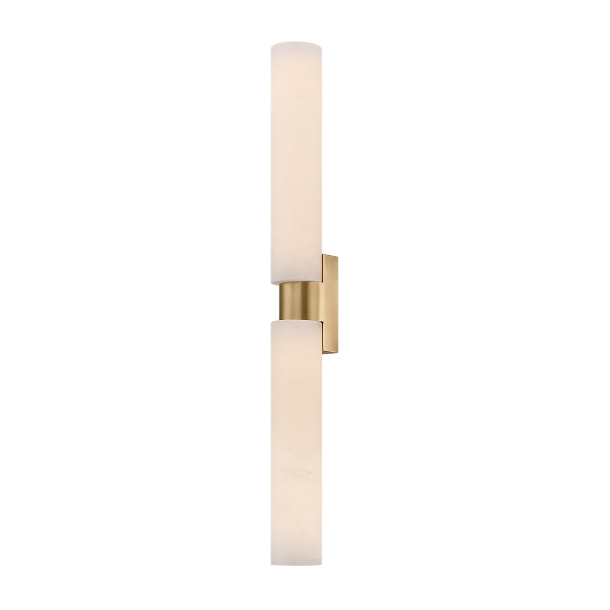 Sonneman Tycho 26in 2-Light Wall Sconce | Modern Brass and Alabaster Stone | Bedroom & Hallway Accent Light | 2.75 x 26.5 in | Model 7642-39-MB