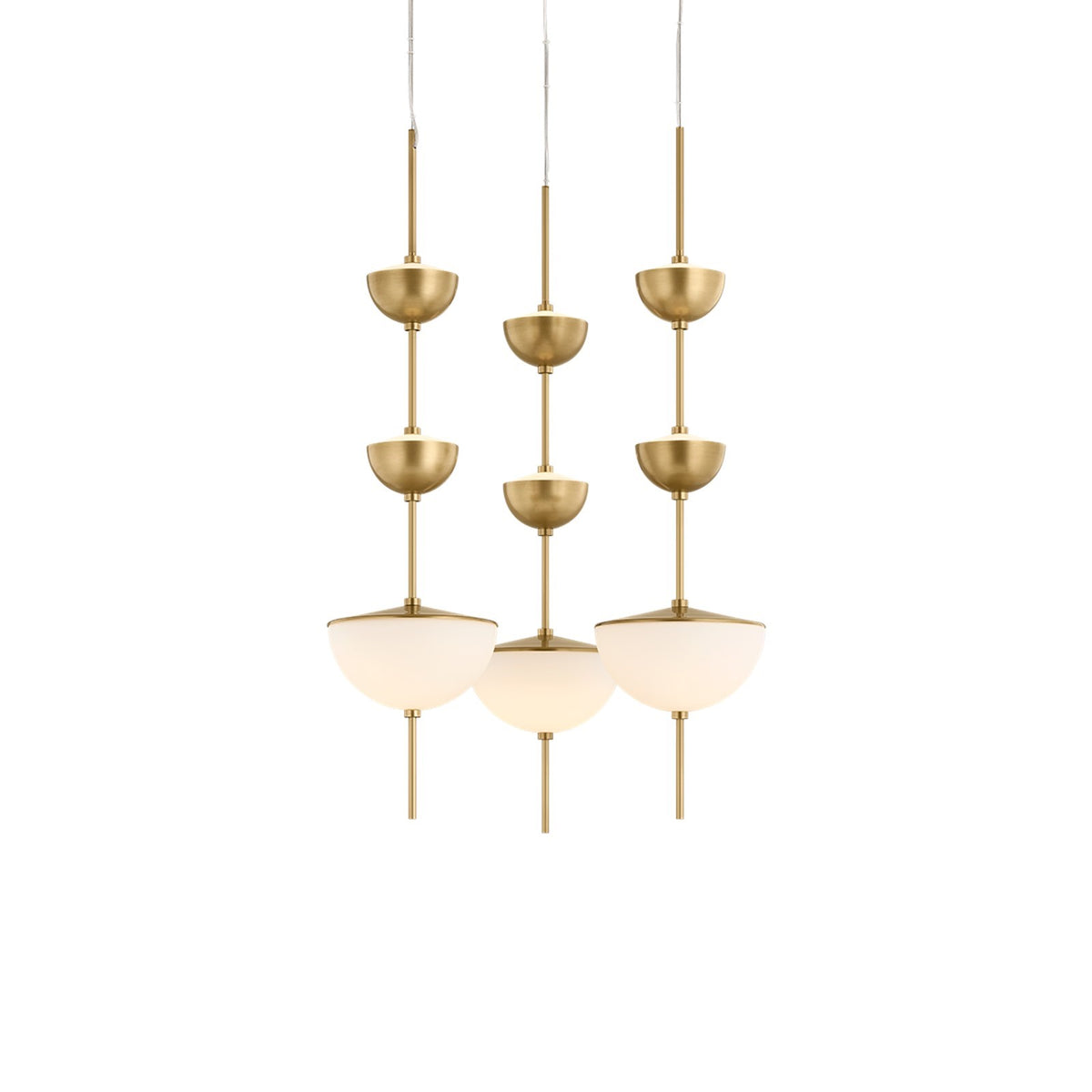 Sonneman Zhora 23in 9-Light Chandelier | Modern Brass and Opal Matte Glass | Dining Room & Foyer | 22.75 x 32.25 in | Model 7657-39-MB