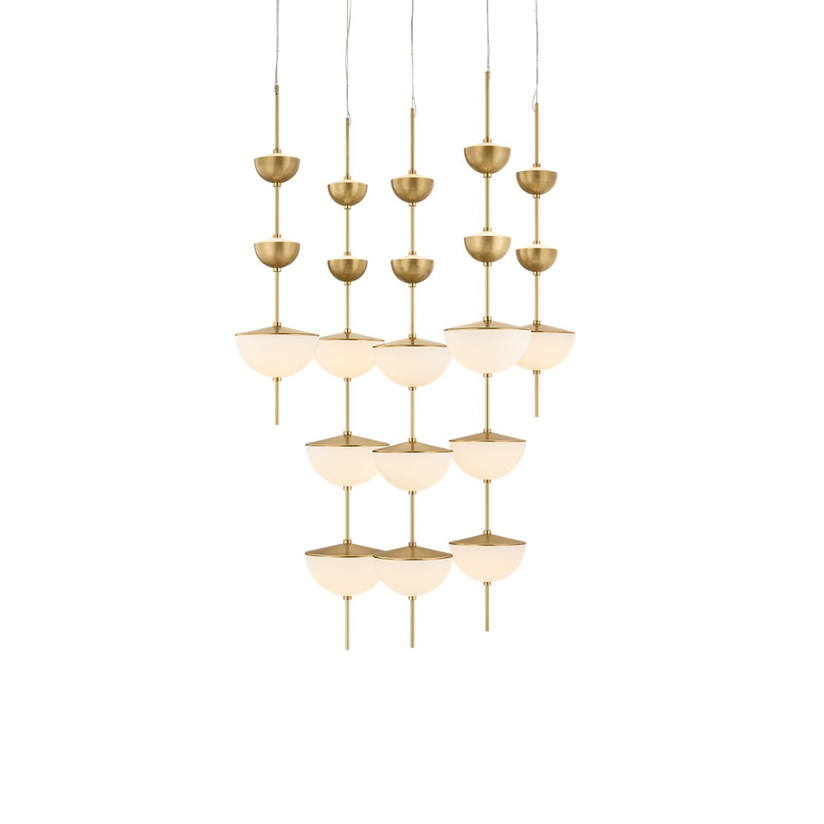 Sonneman Zhora 37in 21-Light Chandelier | Modern Brass and Opal Matte Glass | Dining Room & Foyer | 37.5 x 52.25 in | Model 7658-39-MB