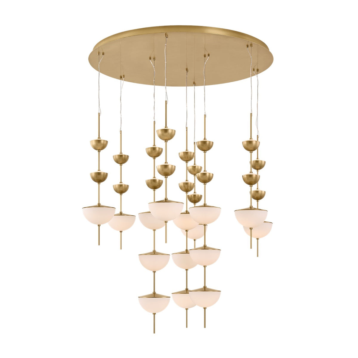 Sonneman Zhora 52in 33-Light Chandelier | Modern Brass and Opal Matte Glass | Dining Room & Grand Foyer | 52 x 52.25 in | Model 7659-39-MB