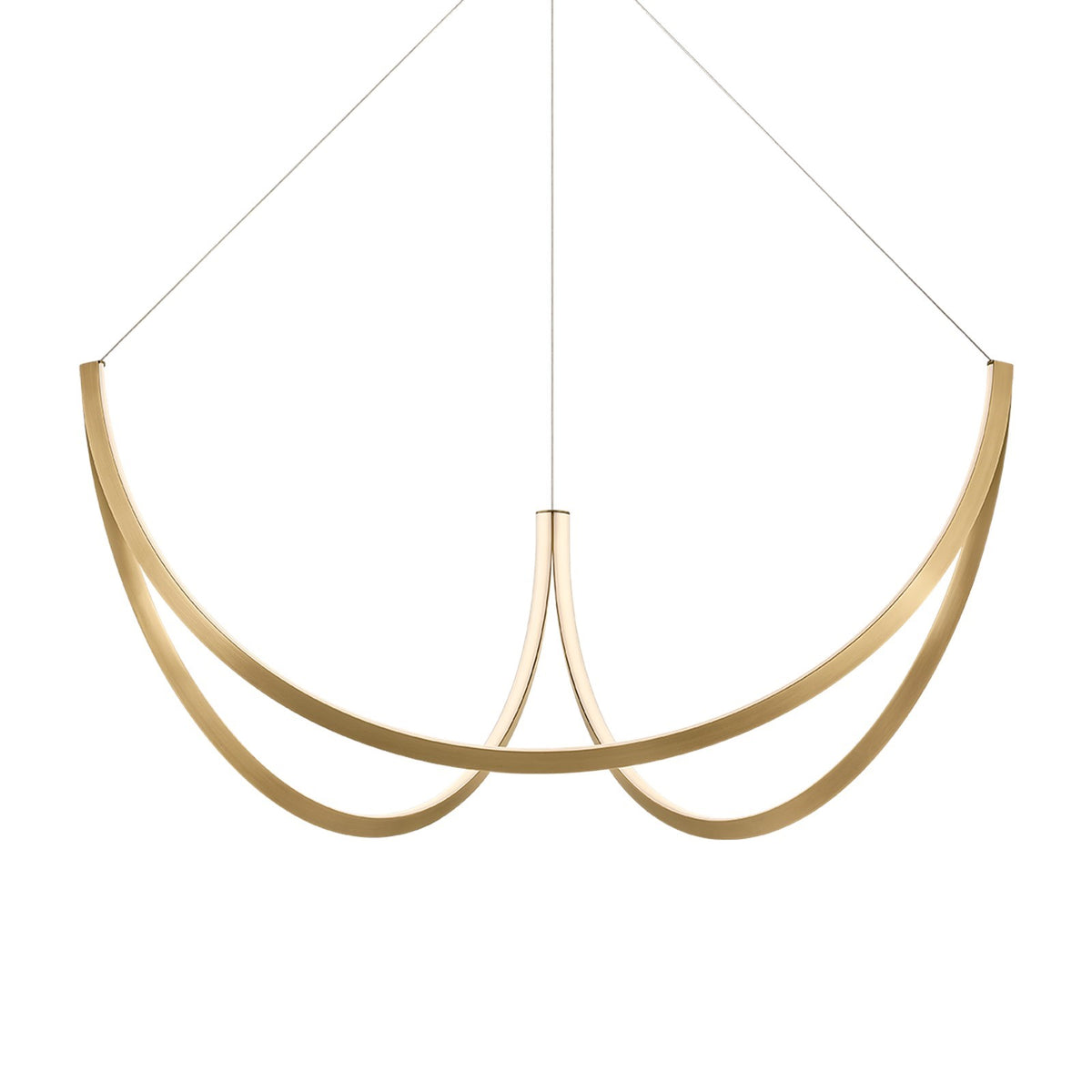Sonneman Claddon 42in 3-Light Chandelier | Modern Brass and Etched Matte Acrylic | Dining Room | 42 x 19 in | Model 7671-39-MB