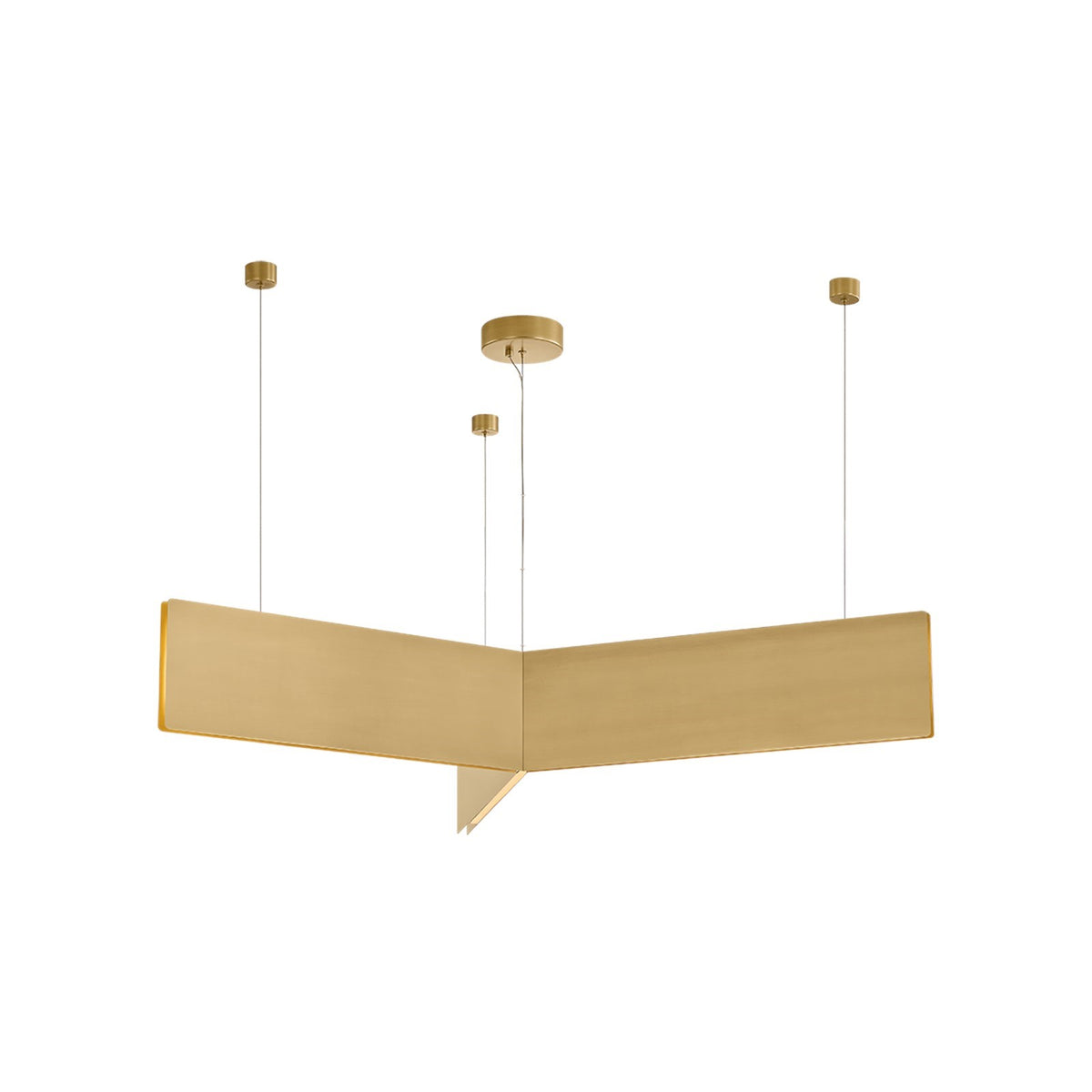Sonneman Maxwell 54in 3-Light Chandelier | Brutalist Modern Brass and Etched Matte Acrylic | Dining Room & Foyer | 54 x 7.75 in | Model 7675-39-MB