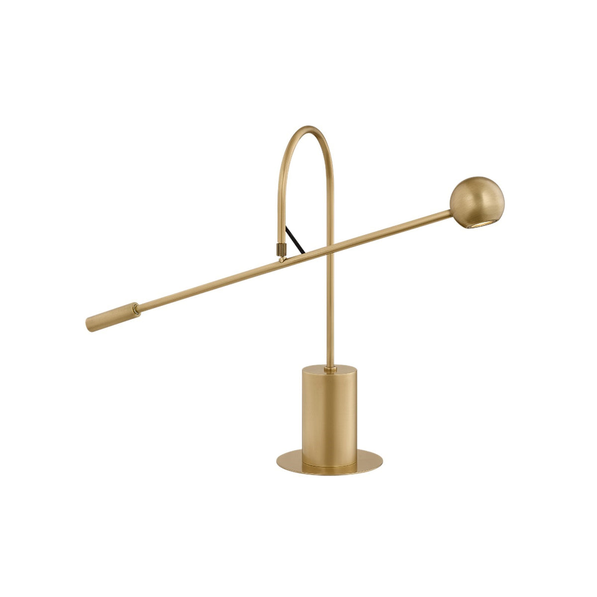 Sonneman Micro-Orbiter 18in 1-Light Rechargeable Table Lamp | Modern Brass Steel Orb Accent | Bedside & Desk Task Light | Model 7680-39-MB