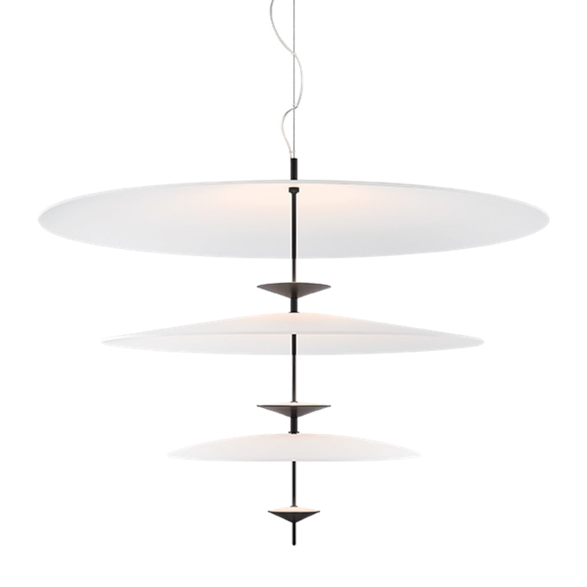 Sonneman Moleculis 36in 3-Light Chandelier | Modern Satin Black Steel and White Etched Acrylic | Dining Room & Foyer | 36 x 27 in | Model 7683-25-STB