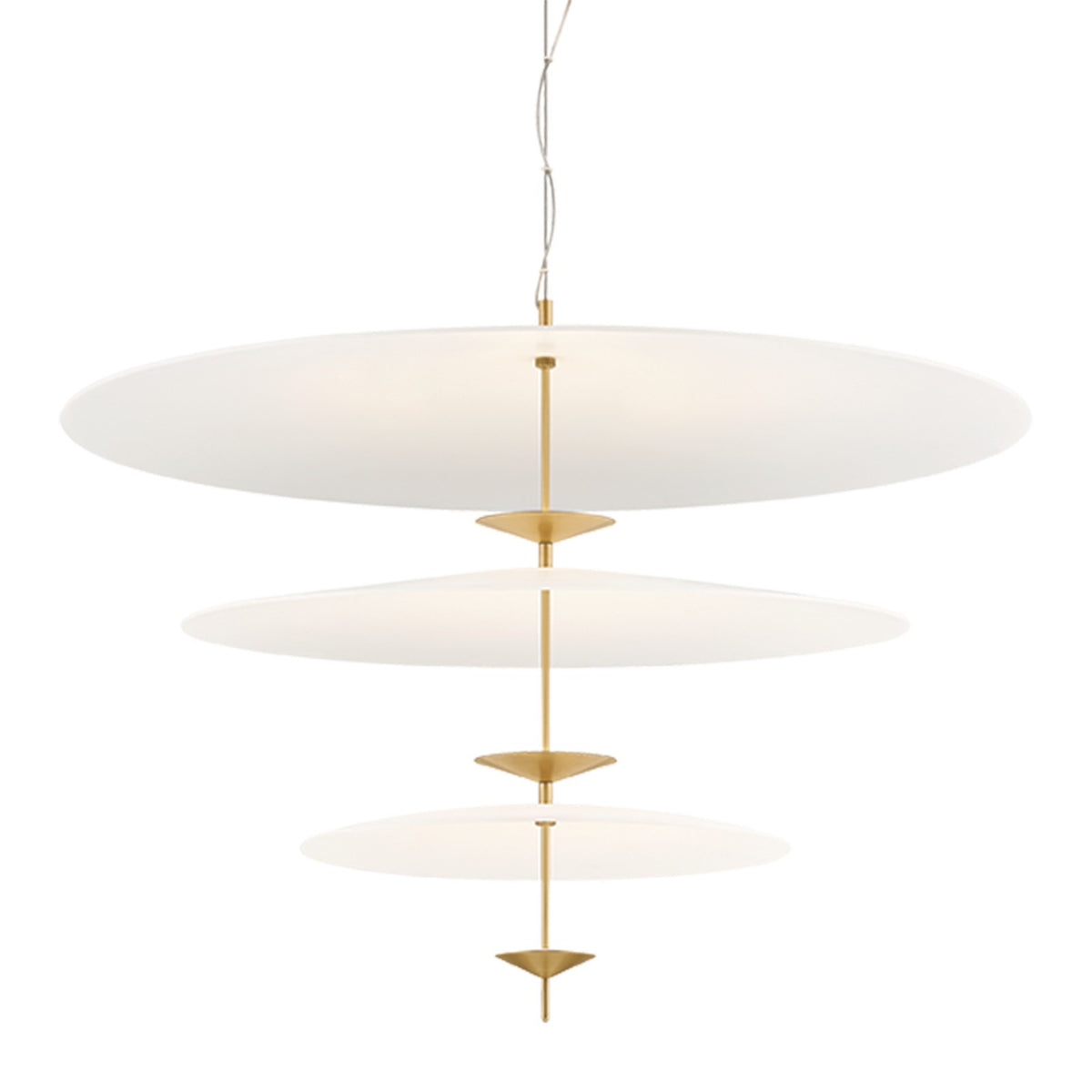 Sonneman Moleculis 36in 3-Light Chandelier | Modern Minimalist Modern Brass and White Acrylic | Dining Room & Foyer | 36 x 27 in | Model 7683-39-MB