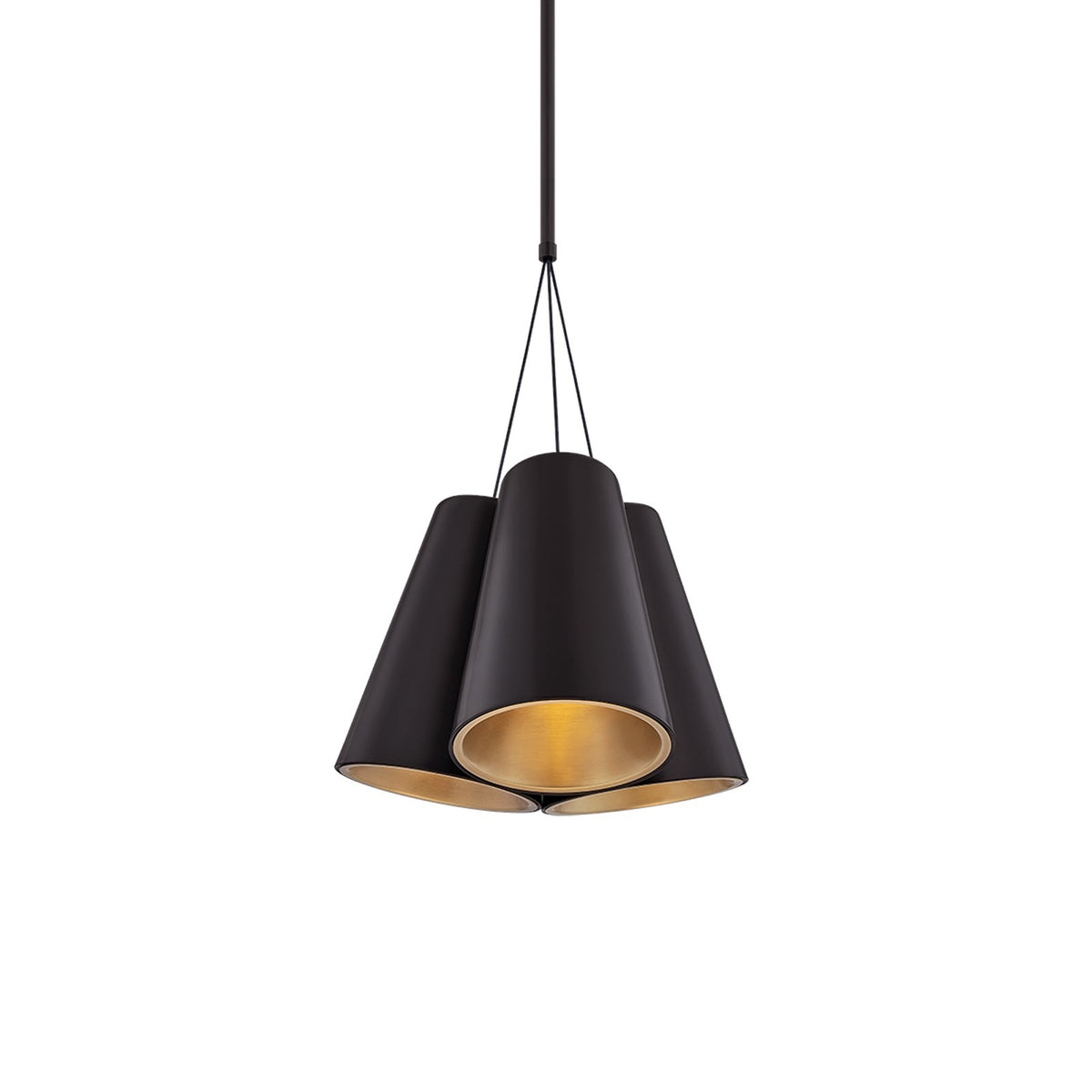 Sonneman Aether 17in 3-Light Chandelier | Modern Industrial Black Brass and Modern Brass Aluminum | Dining Room & Foyer | Model 7693-51-BBR