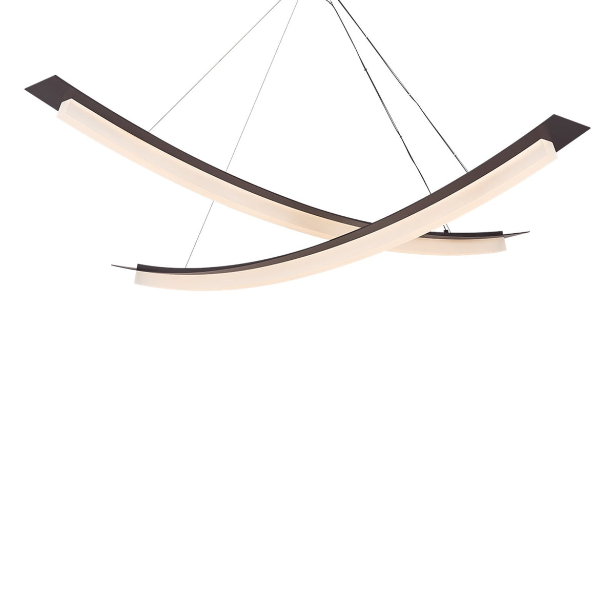Sonneman Kaguya 60in 2-Light Chandelier | Modern Black Brass and Clear Etched Acrylic | Dining Room & Foyer | 60 x 60 x 14.25 in | Model 7702-51-BBR