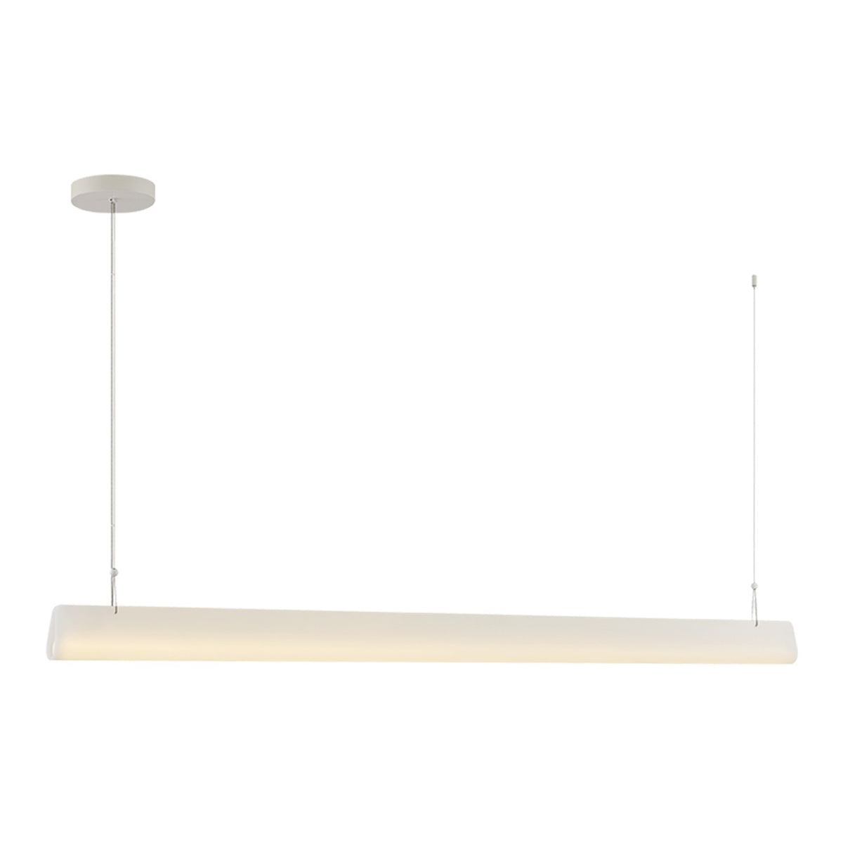 Sonneman Brunel 91in 1-Light Linear Chandelier | Modern Satin White Aluminum and Clear Etched Acrylic | Kitchen Island & Dining | Model 7707-03-STW