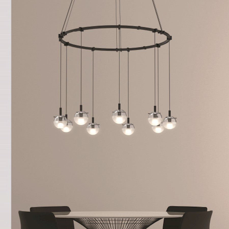 Pendant, Black/Clear Etched Glass