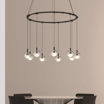 Pendant, Black/Clear Etched Glass