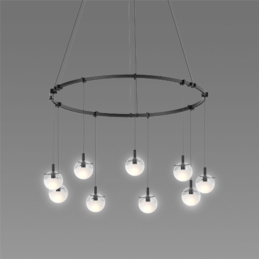 Pendant, Black/Clear Etched Glass