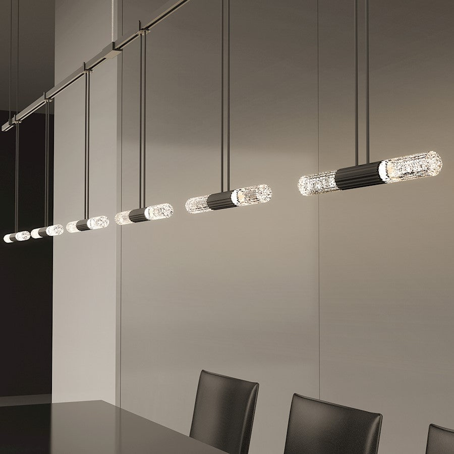 2-Bar 36" Pendant, Black/Crystal