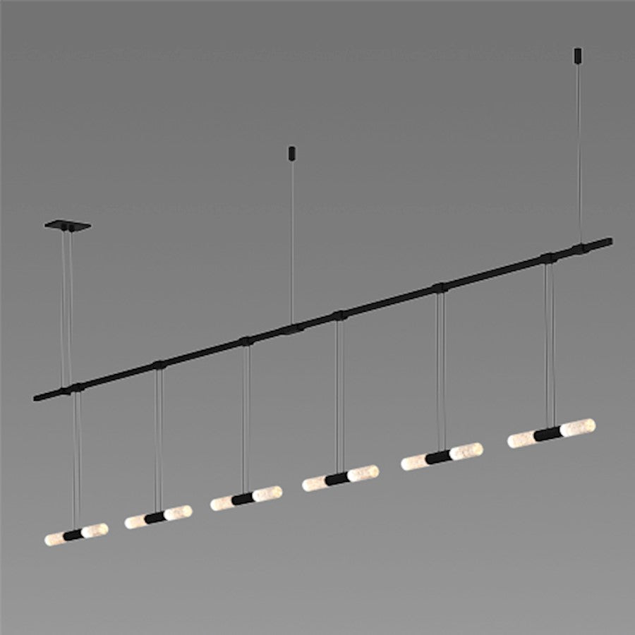 2-Bar 36" Pendant, Black/Crystal