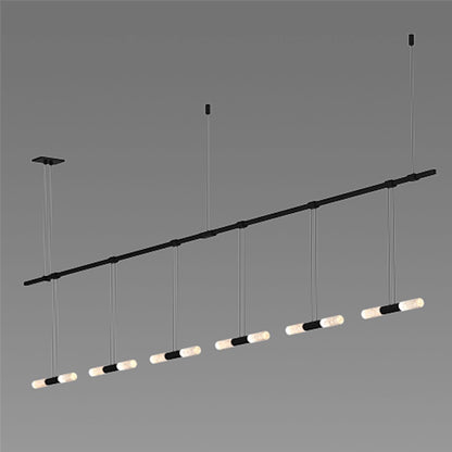 2-Bar 36" Pendant, Black/Crystal