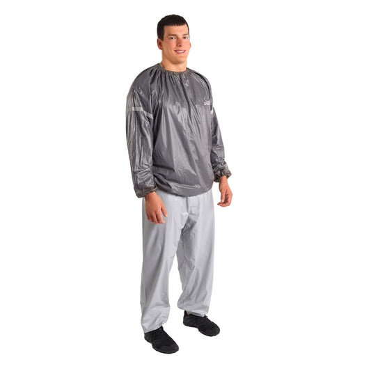 Stamina Sauna Suit Medium/Large | Heavy-Duty PVC with Reflective Detailing | Cardio & Weight Training | Fits Waist 24-32 in | Model 05-0405