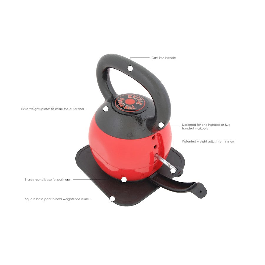 Stamina Adjustable Kettle Versa-Bell 36lb | 16-36 lb 6-in-1 | Home Gym & Kettlebell Training | 9 x 9 x 11 in | Model 05-3036
