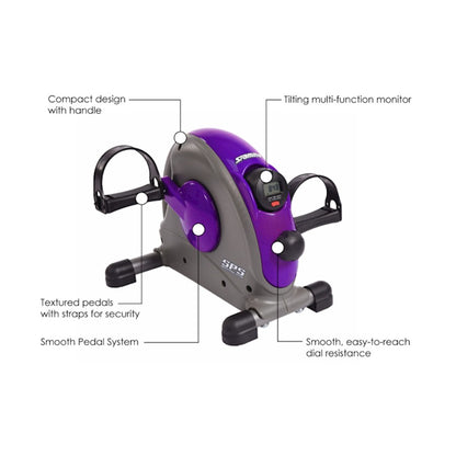 Stamina Mini Exercise Bike | Purple Smooth Pedal System | Home & Office Workout | 15 x 13.5 x 12 in | Model 15-0142