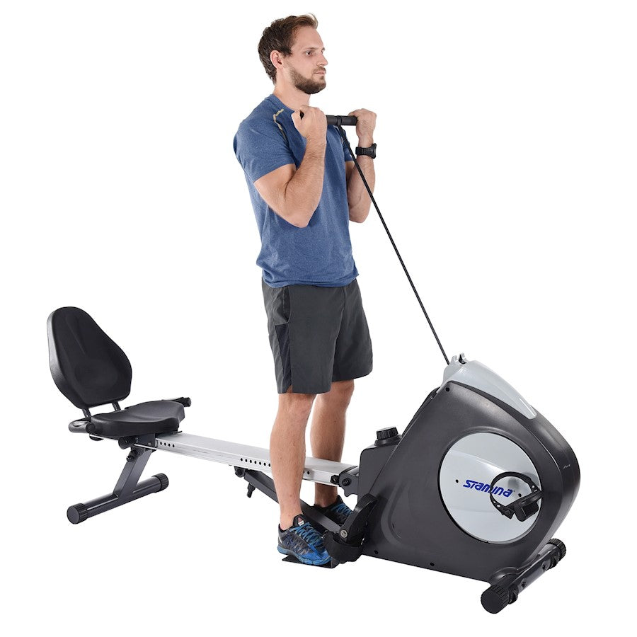 Stamina Conversion II Recumbent Bike/Rower | 2-in-1 Magnetic Resistance Fitness Machine | Full Body Home Workout for Living Room | Model 15-9011