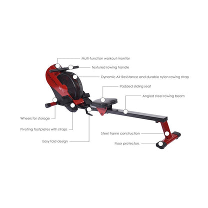 Stamina X Air Rower 1401 | Dynamic Air Resistance, Foldable | Home HIIT & Full Body Cardio | 77 x 18.25 x 22 in | Model 35-1401