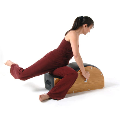 Stamina AeroPilates Spine Corrector Barrel | Wood Frame with Black Upholstery | Posture & Core Strengthening | 27.5 x 17.5 x 13.5 in | Model 55-4250