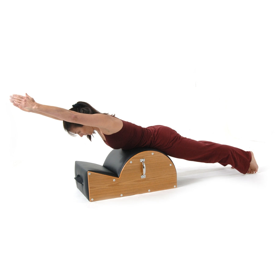 Stamina AeroPilates Spine Corrector Barrel | Wood Frame with Black Upholstery | Posture & Core Strengthening | 27.5 x 17.5 x 13.5 in | Model 55-4250