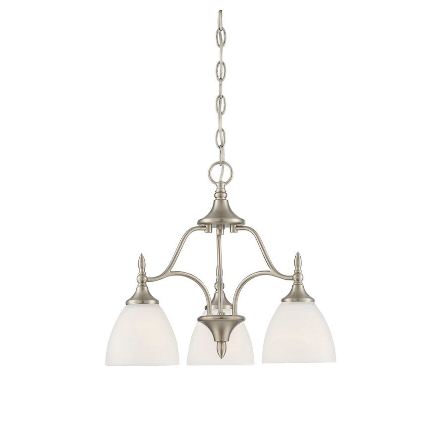 3 Light Chandelier, Satin Nickel