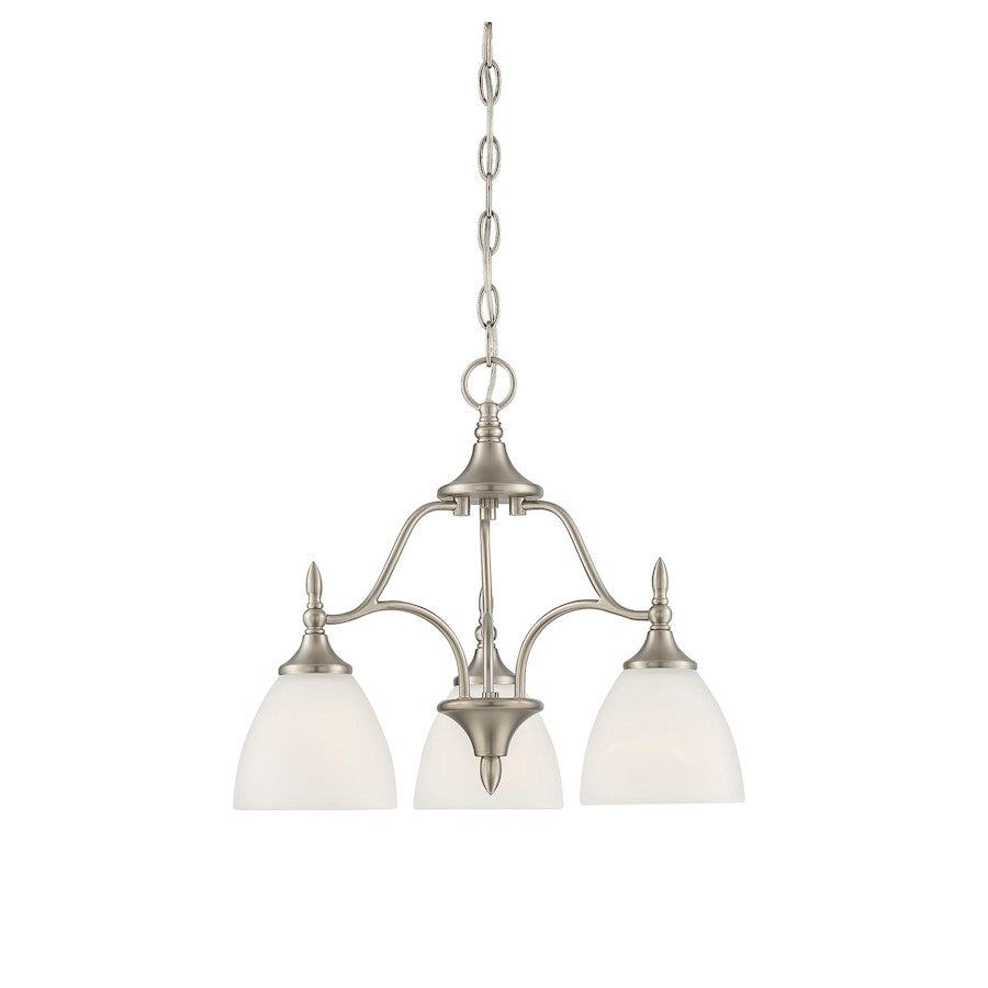 3 Light Chandelier, Satin Nickel