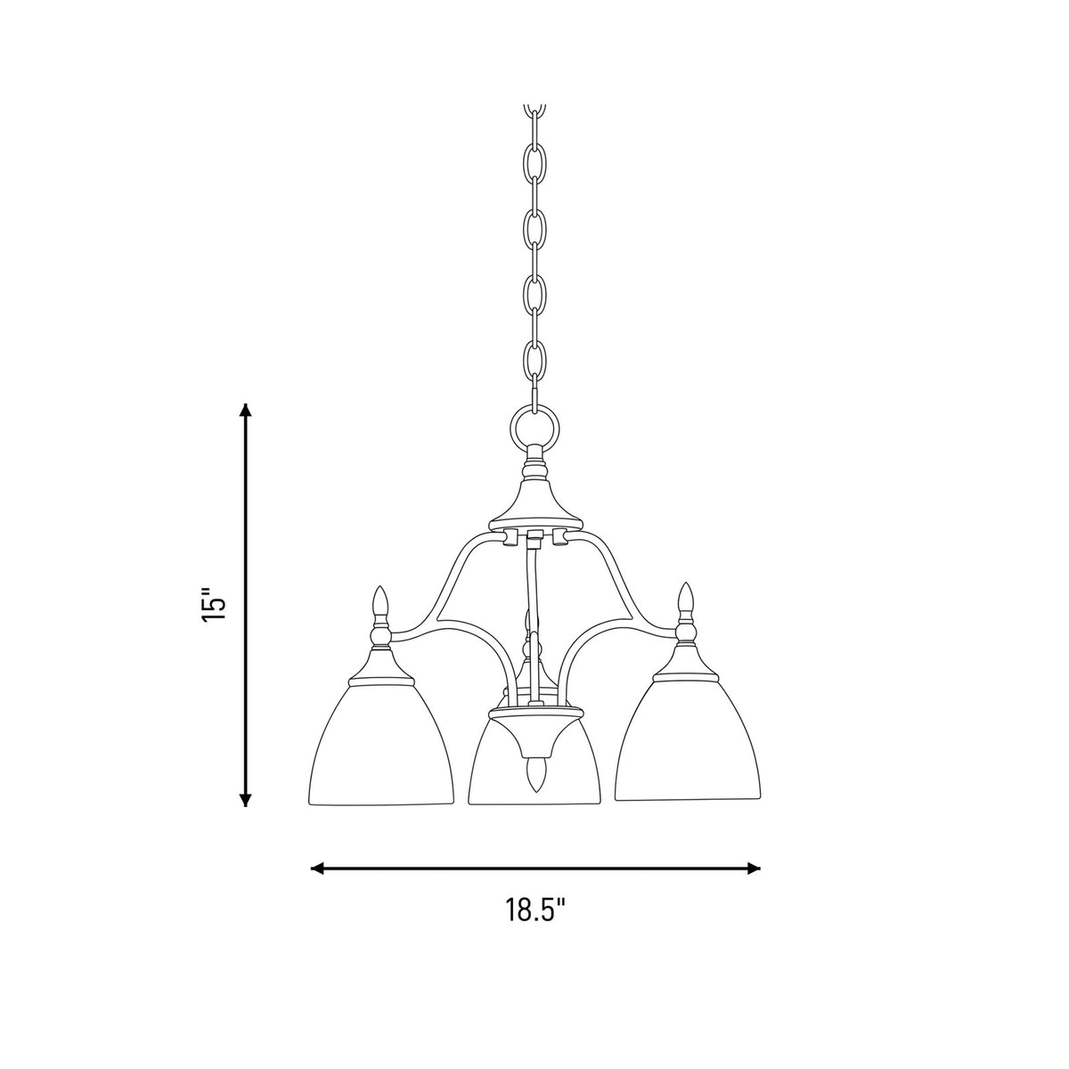 3 Light Chandelier, Satin Nickel