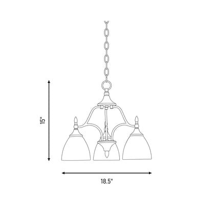 3 Light Chandelier, Satin Nickel